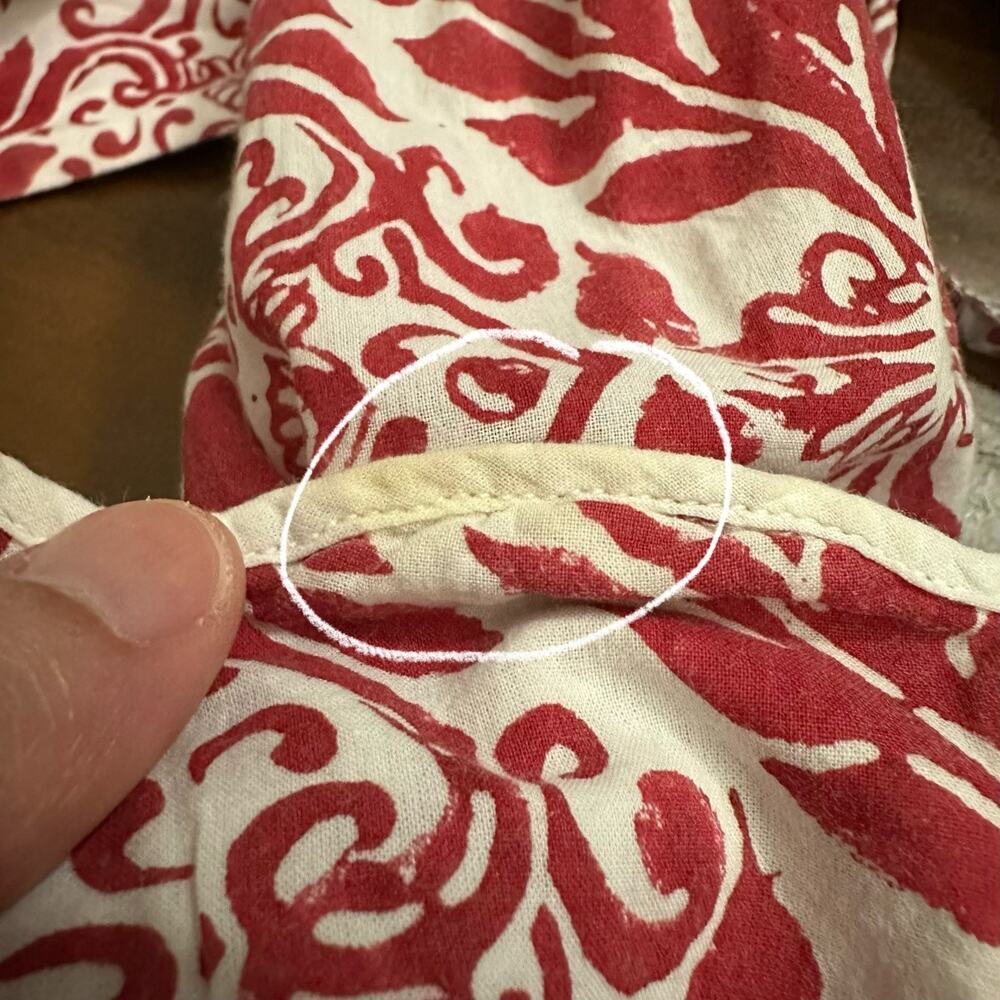HEIDI CAREY Filigree Kimono Robe Red White Floral Long Sleeve Lounge - Picture 6 of 13